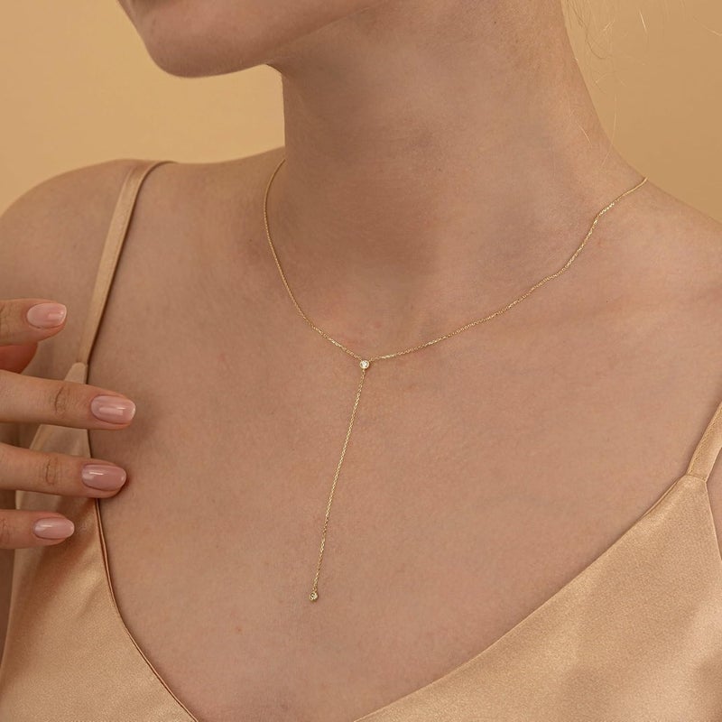 Treasure Bender Lariat Gold Necklace for Women Dainty Long 14K Gold Plated Y-Shaped Body Chain Choker Necklace Trendy Non Tarnish Pendant Simple Layered Necklaces Gold Jewelry for Women Set Gift - Image 5